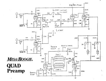 Boogie Quad Preamp ;Reverb and Lead schematic circuit diagram
